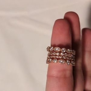 4 Contessa di Capri Rose Gold Plated 925 Crystal Stackable Eternity Bands Size 7